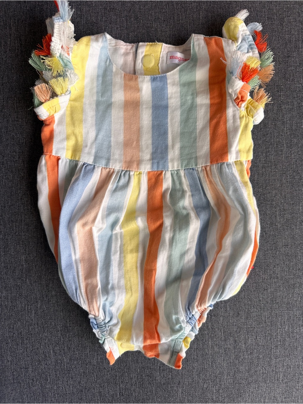 Magnetic Me Pastel Multi Stripe Tassel Romper